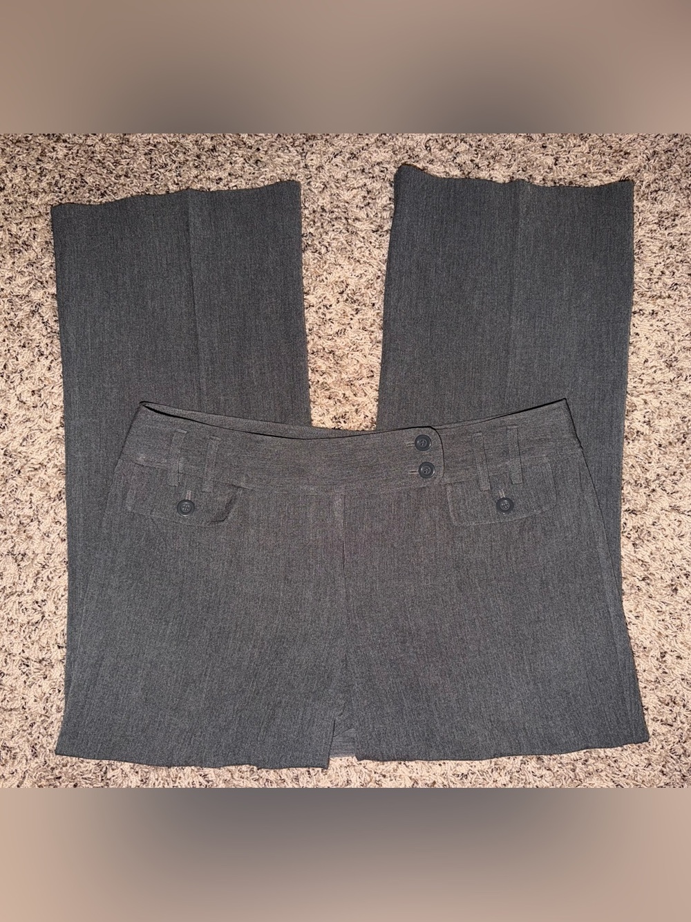 LOFT Charcoal Gray Straight-Leg Trousers